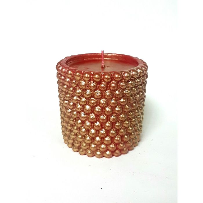 Свеча "Ручная работа" цилиндр "Жемчужный" 100*95 красное золото