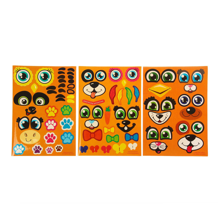 Наклейки для воздушных шаров "Зверята", 3 листа 21 х 29,7 см