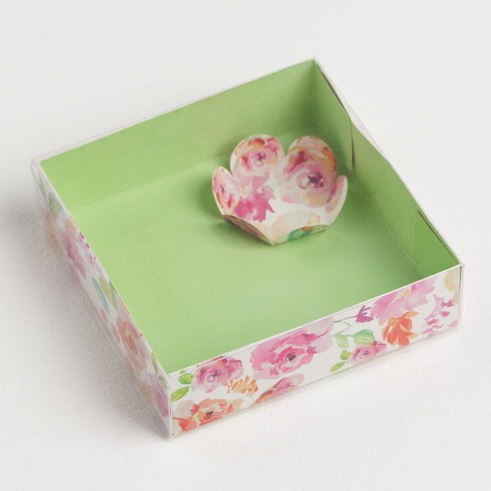 Коробка для кондитерских изделий с PVC крышкой «Для тебя», 12 х 12 х 3,5 см