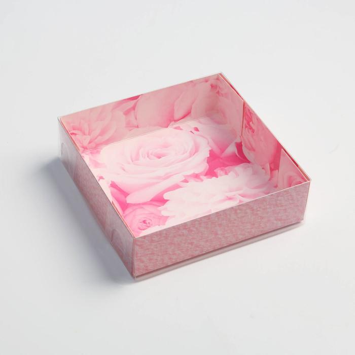 Коробка для кондитерских изделий с PVC крышкой «Счастье есть», 12 х 12 х 3,5 см