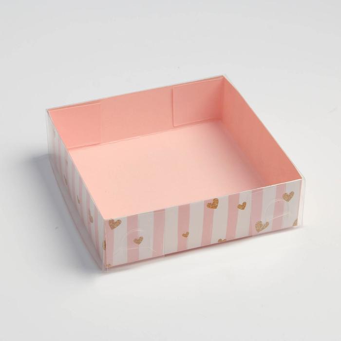Коробка для кондитерских изделий с PVC крышкой «Нежность», 12 х 12 х 3,5 см