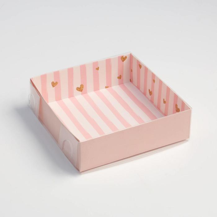 Коробка для кондитерских изделий с PVC крышкой «Нежность», 12 х 12 х 3,5 см