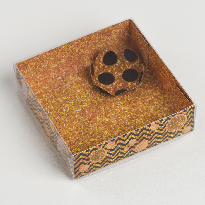 Коробка для кондитерских изделий с PVC крышкой «Сладость золота», 12 х 12 х 3,5 см