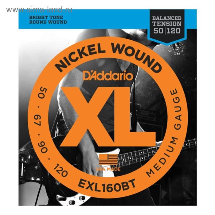 Комплект струн для бас-гитары D'Addario EXL160BT Nickel Wound струны для бас гитары d addario exl160bt