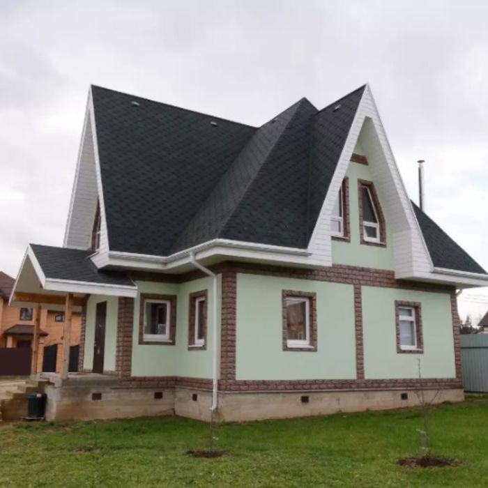 Гибкая черепица "Шинглас", серия "Финская", нарезка "соната", цвет зелёный, в 1 уп. 3 м², 1000 × 317 мм