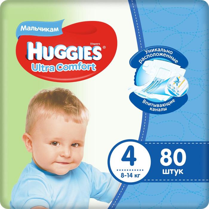 

Подгузники Ultra Comfort Giga Pack для мальчиков, размер 4, 8-14 кг, 80 шт
