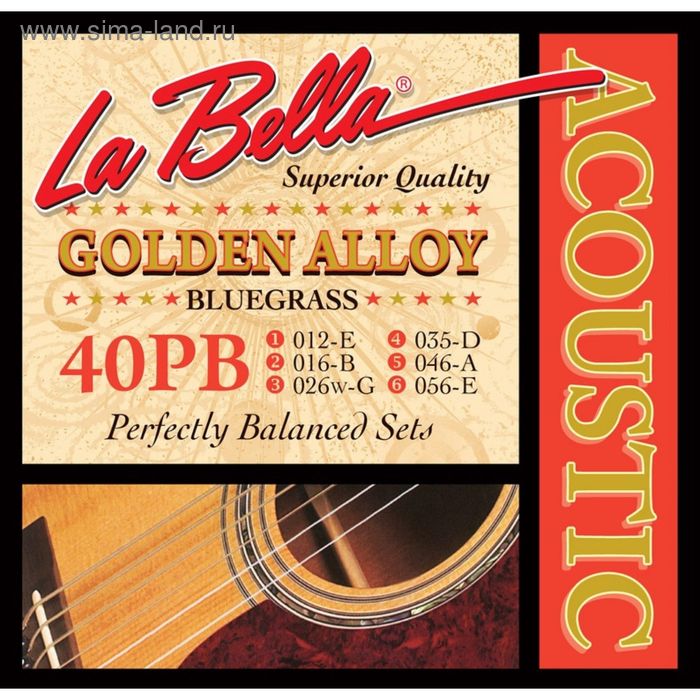 цена Струны для акустической гитары La Bella 40PB Bluegrass