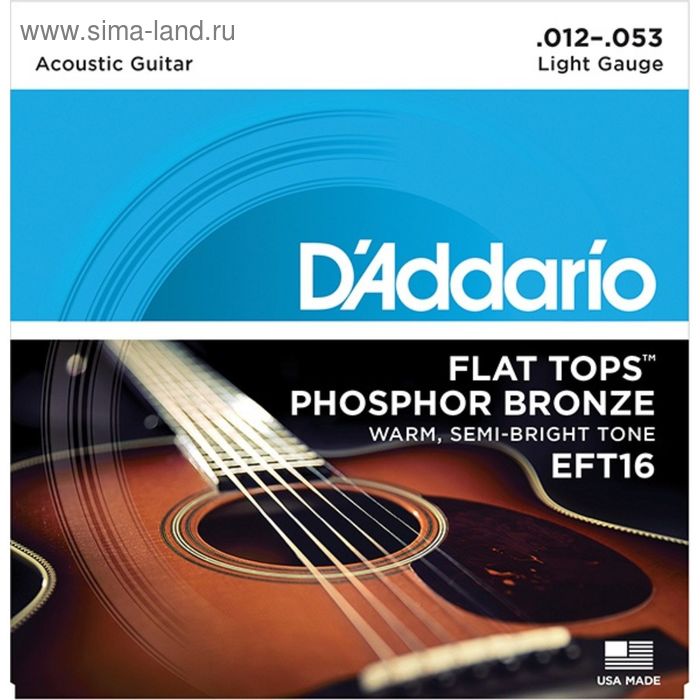 фото Струны для акустической гитары d'addario eft16 flat tops d`addario