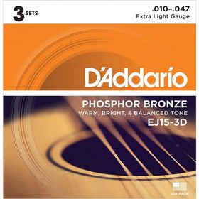 

Коробка из 3 комплектов струн для акустической гитары D`Addario EJ15-3D PHOSPHOR BRONZE