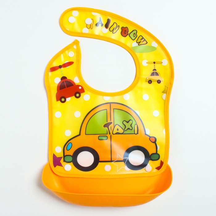 Нагрудник со съёмным карманом, непромокаемый, на кнопках, цвета МИКС