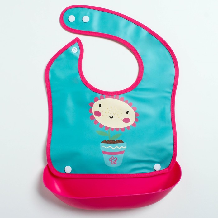 Нагрудник со съёмным карманом, непромокаемый, на кнопках, цвета МИКС