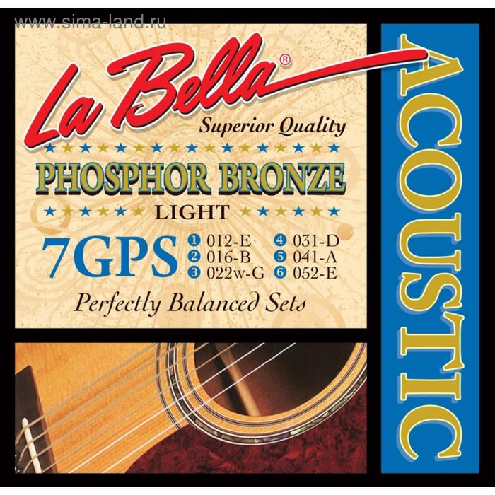 цена Струны для акустической гитары La Bella 7GPS Light