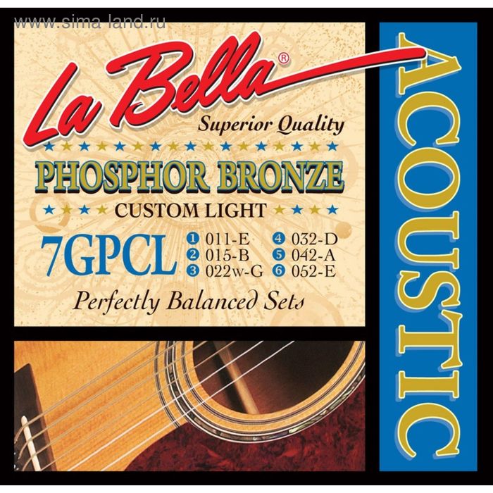 Струны для акустической гитары La Bella 7GPCL Custom Light струны для акустической гитары 11 52 la bella 7gpcl