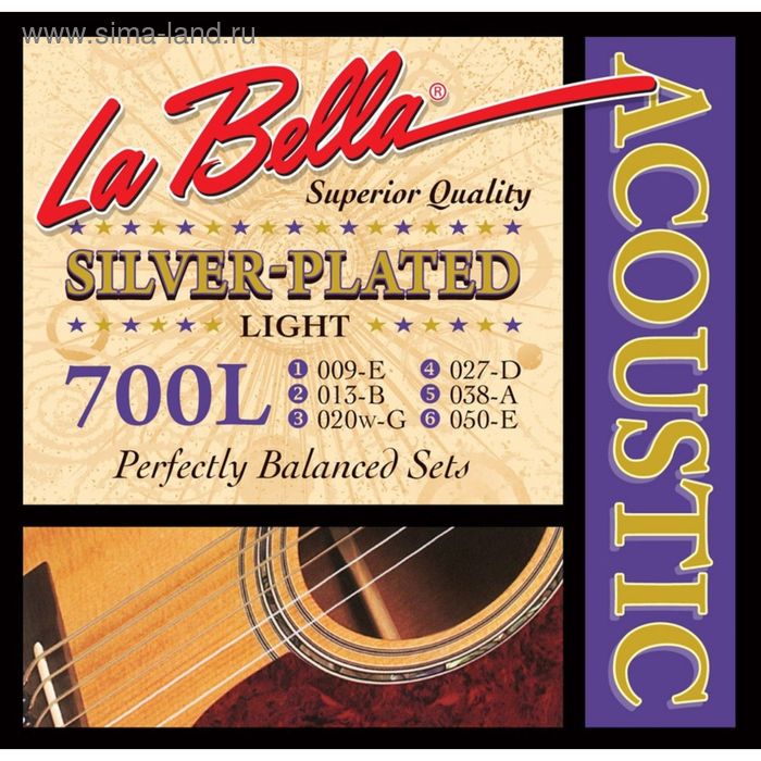 цена Струны для акустической гитары La Bella 700L Light