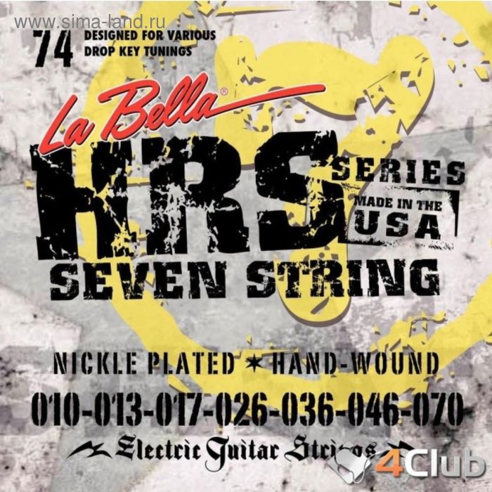 

Комплект струн для 7-ми струнной электрогитары La Bella HRS-74 Hard Rockin Steel