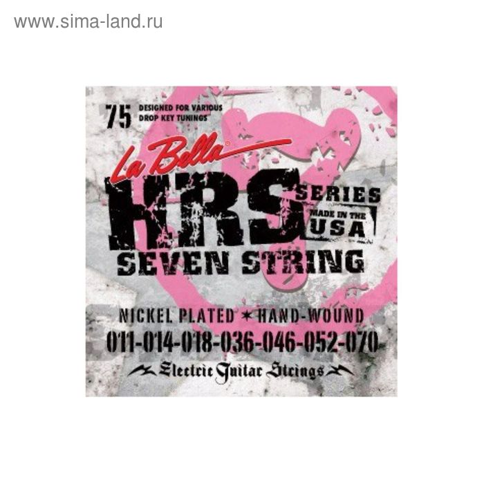 

Комплект струн для 7-ми струнной электрогитары La Bella HRS-75 Hard Rockin Steel