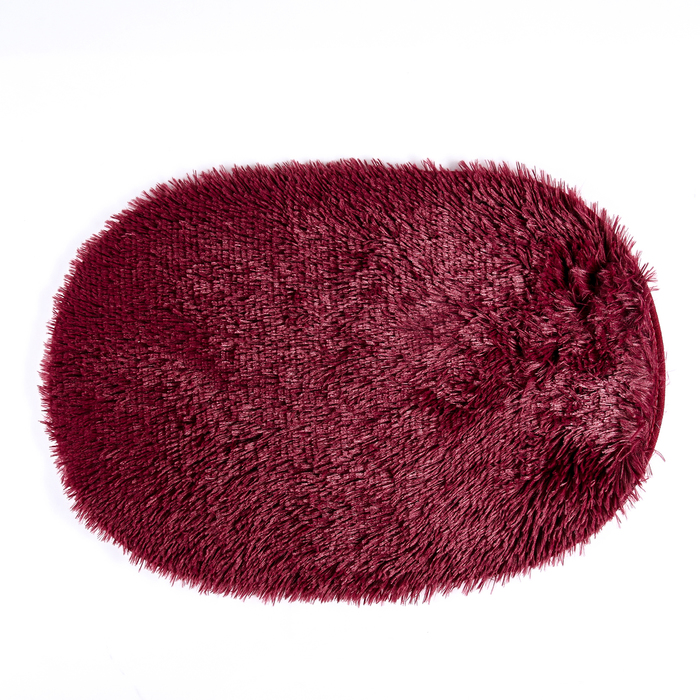 Коврик для ванной "Пушистик " овальный, цвет бордовый