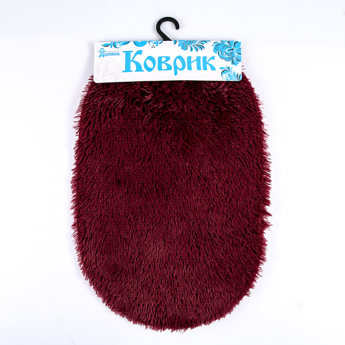 Коврик для ванной "Пушистик " овальный, цвет бордовый