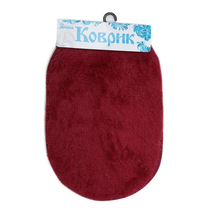 Коврик для ванной "Пушистик " овальный, цвет бордовый
