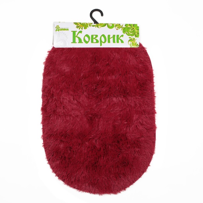 Коврик для ванной "Пушистик " овальный, цвет бордовый