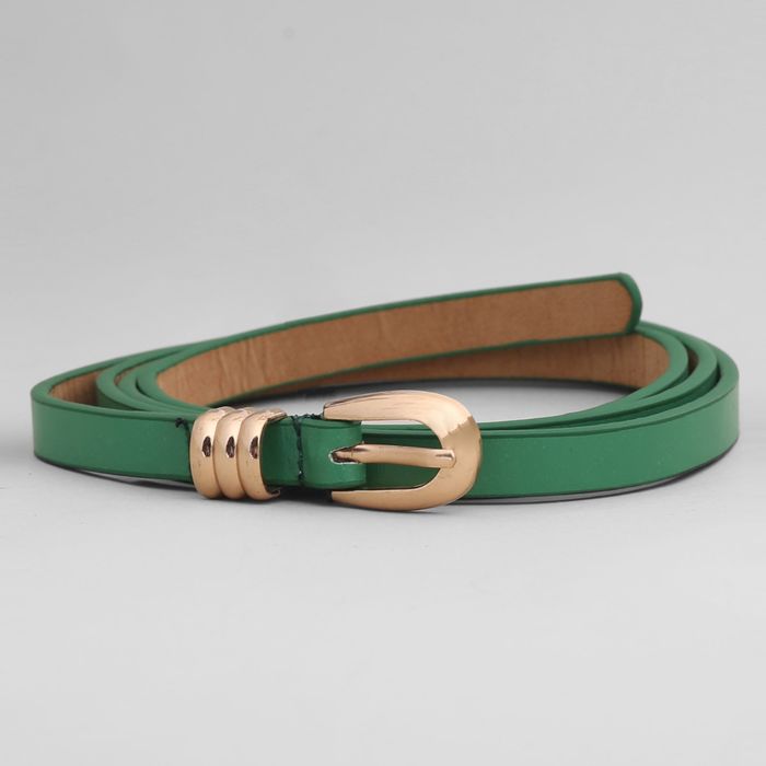 Ремень женский, хомут и пряжка золото, ширина - 1 см, цвет зелёный