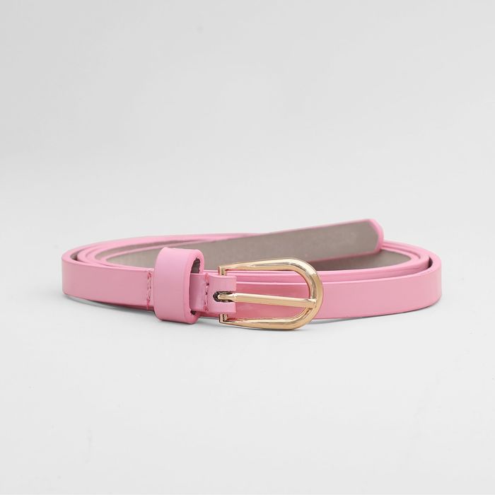 Ремень женский, гладкий лак, пряжка золото, ширина - 1 см, цвет розовый