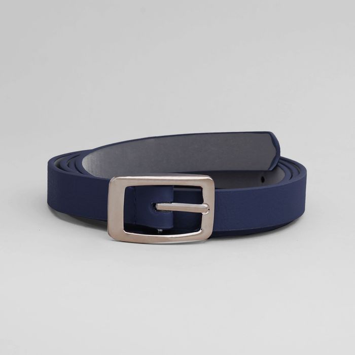 Ремень женский, матовый, пряжка серебро, ширина - 2 см, цвет синий