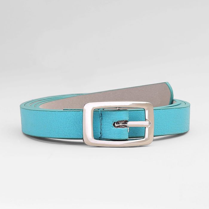 Ремень женский, матовый, пряжка серебро, ширина - 2 см, цвет голубой