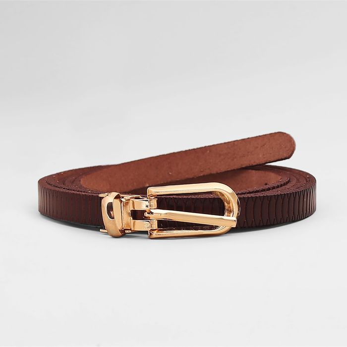 Ремень женский, пряжка золото, ширина - 1 см, цвет коричневый