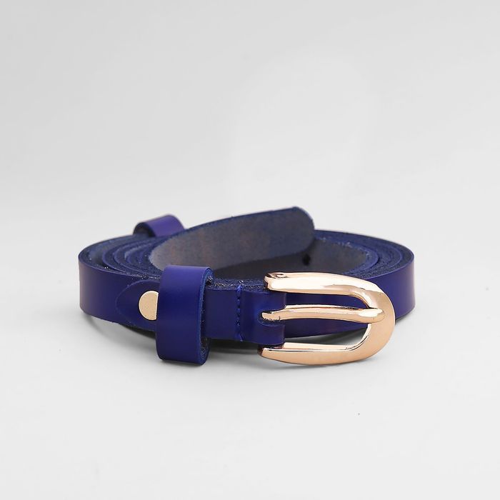 Ремень женский, пряжка золото, ширина - 1,5 см, цвет синий