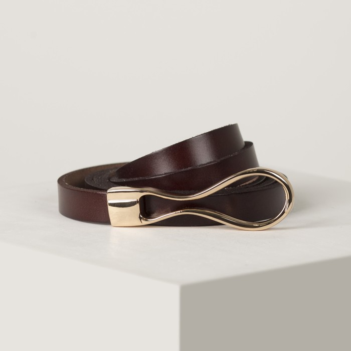 Ремень женский, пряжка золото, ширина - 1,2 см, цвет коричневый