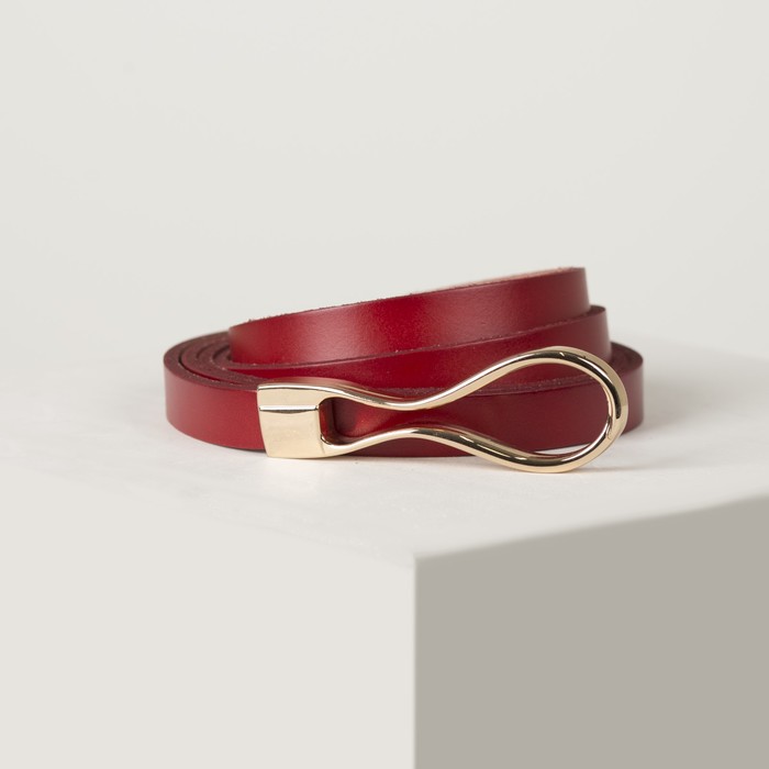 Ремень женский, пряжка золото, ширина - 1,2 см, цвет красный