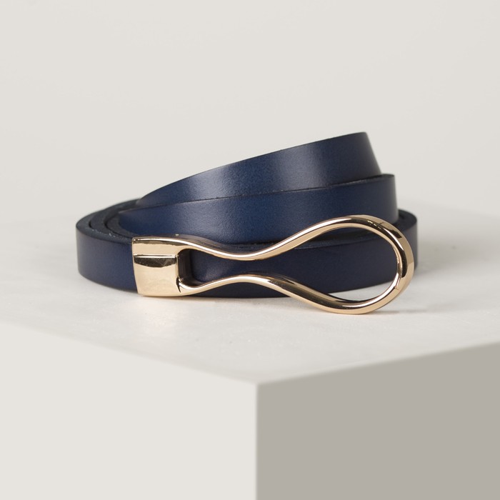 Ремень женский, пряжка золото, ширина - 1,2 см, цвет синий