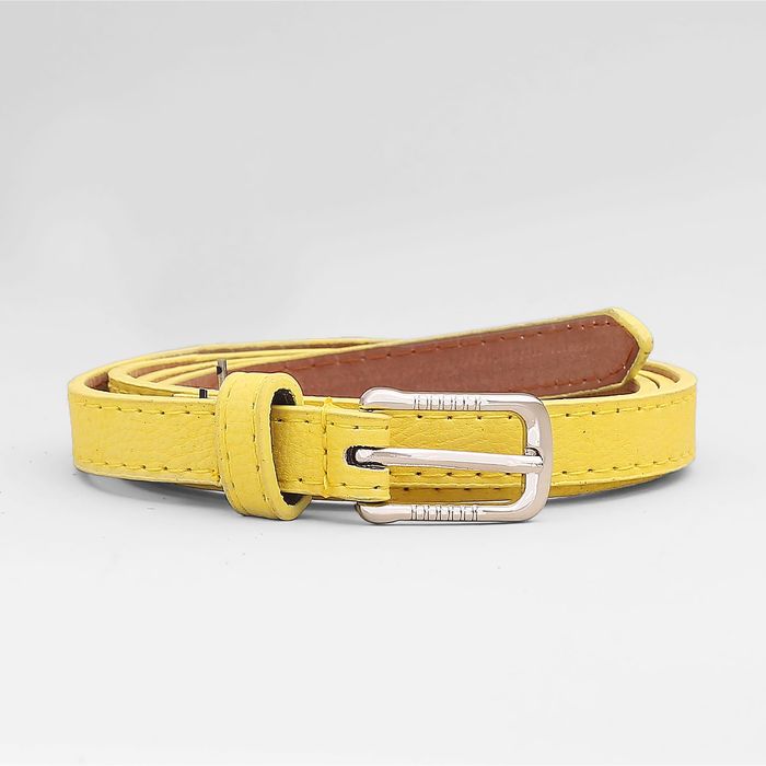 Ремень женский, гладкий матовый, 2 хомута, пряжка метал, ширина - 1 см, цвет жёлтый