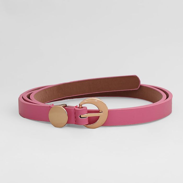 Ремень женский, гладкий матовый, пряжка золото, ширина - 1,5 см, цвет розовый