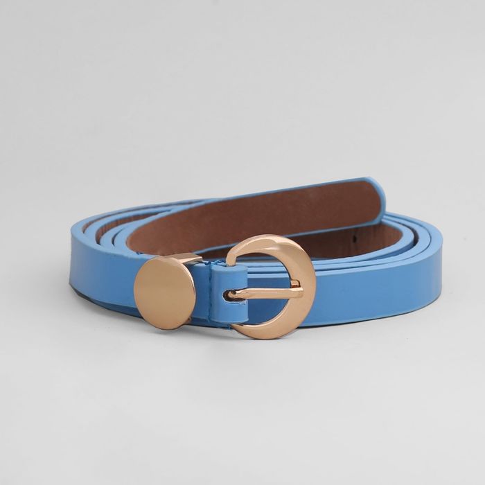 Ремень женский, гладкий матовый, пряжка золото, ширина - 1,5 см, цвет голубой
