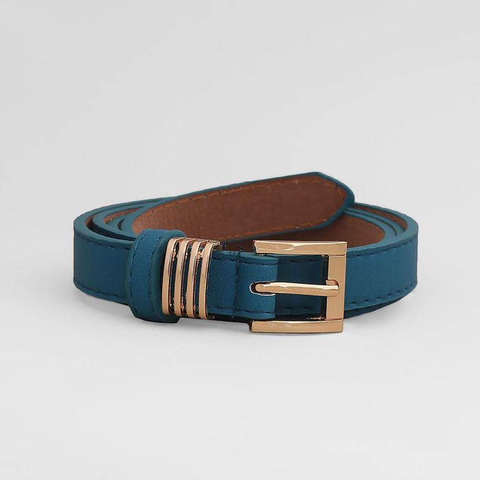 Ремень женский, гладкий лак, пряжка золото, ширина - 2 см, цвет синий