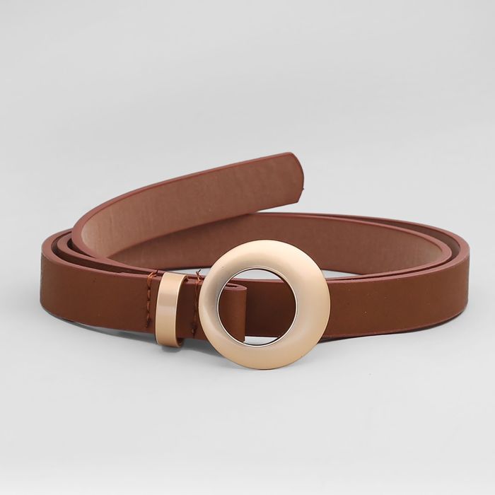 Ремень женский, гладкий матовый, пряжка матовое золото, ширина - 2 см, цвет коричневый