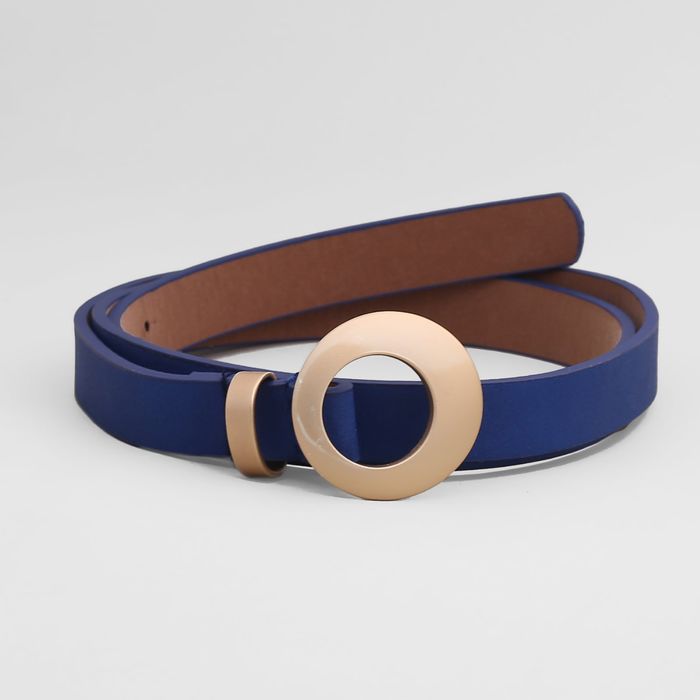 Ремень женский, гладкий матовый, пряжка матовое золото, ширина - 2 см, цвет синий