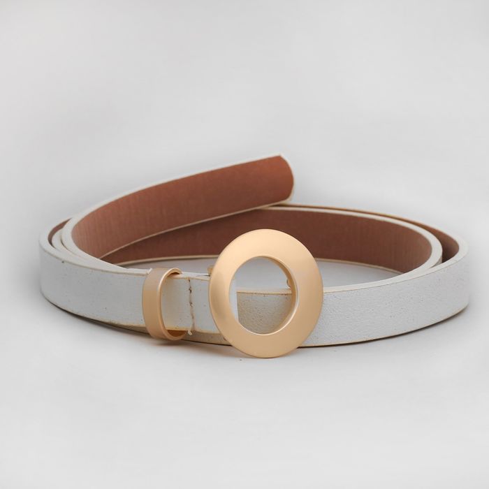 Ремень женский, гладкий матовый, пряжка матовое золото, ширина - 2 см, цвет бежевый