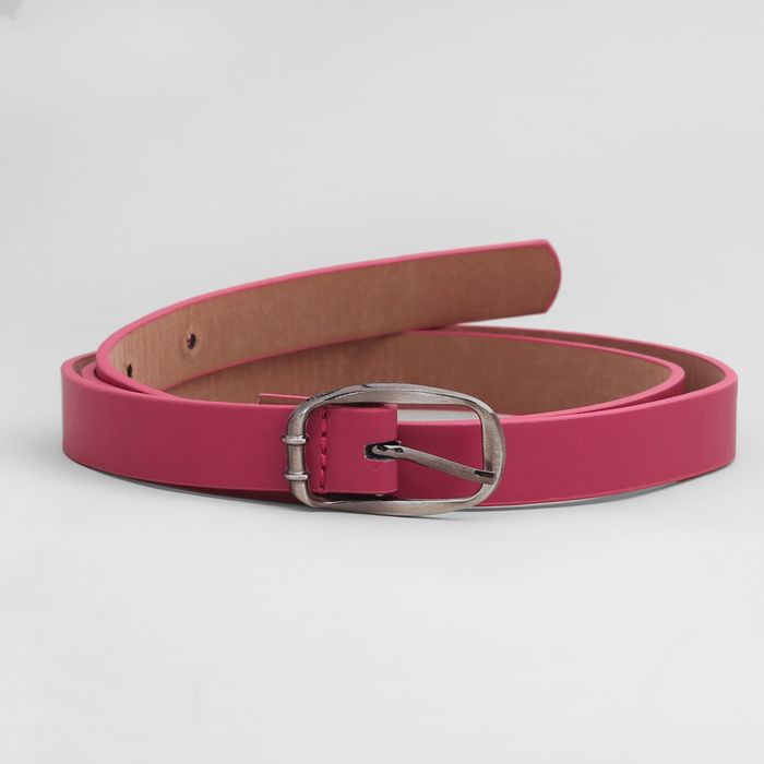 Ремень женский, гладкий матовый, пряжка метал, ширина - 1,8 см, цвет розовый
