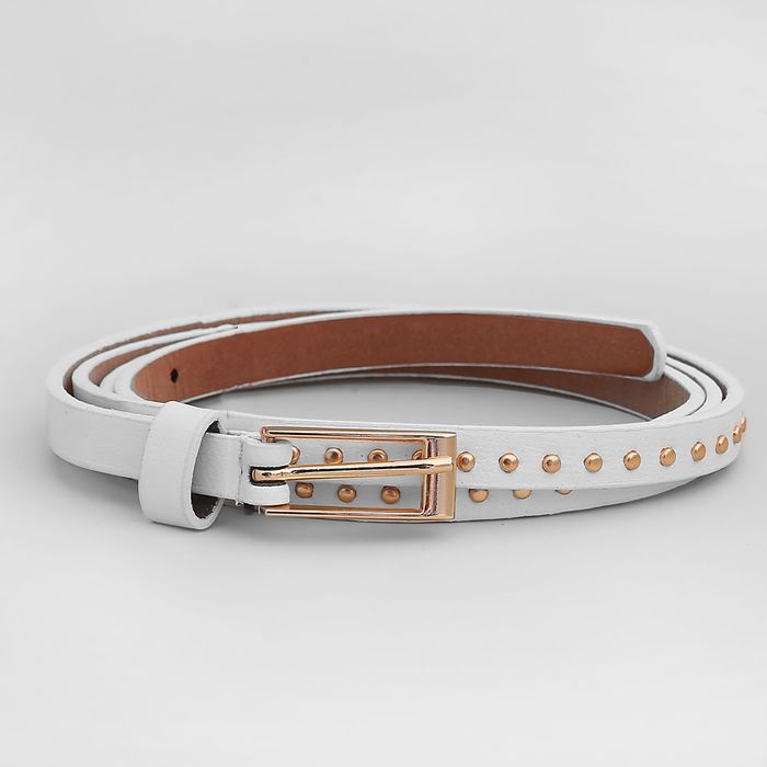 Ремень женский, гладкий матовый, пряжка золото, ширина - 1 см, цвет белый