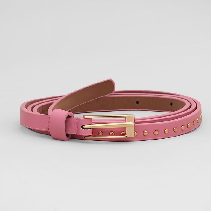 Ремень женский, гладкий матовый, пряжка золото, ширина - 1 см, цвет розовый
