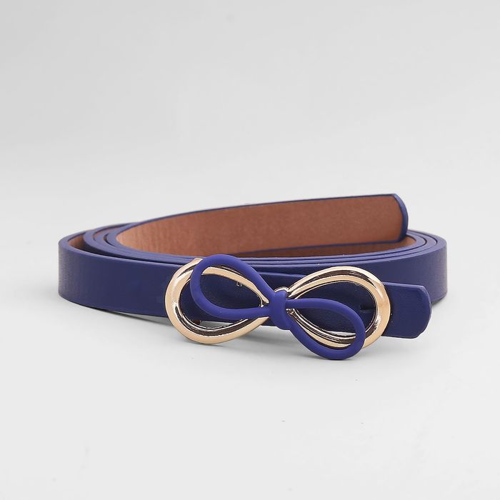 Ремень женский, гладкий, пряжка золото, ширина - 1 см, цвет синий