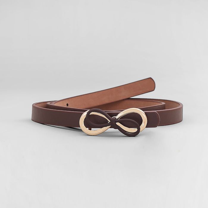Ремень женский, гладкий, пряжка золото, ширина - 1 см, цвет коричневый