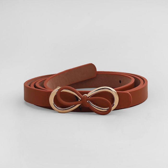 Ремень женский, гладкий, пряжка золото, ширина - 1 см, цвет светло-коричневый