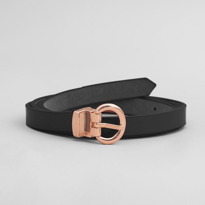 Ремень женский, гладкий, пряжка золото, ширина - 1 см, цвет чёрный