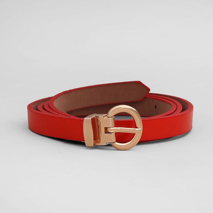 Ремень женский, гладкий, пряжка золото, ширина - 1 см, цвет красный