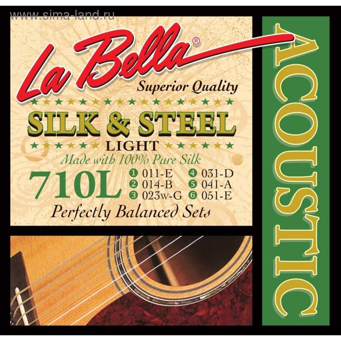 фото Струны для акустической гитары la bella 710l light