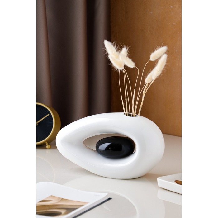 Ваза "Овал" бело-чёрная